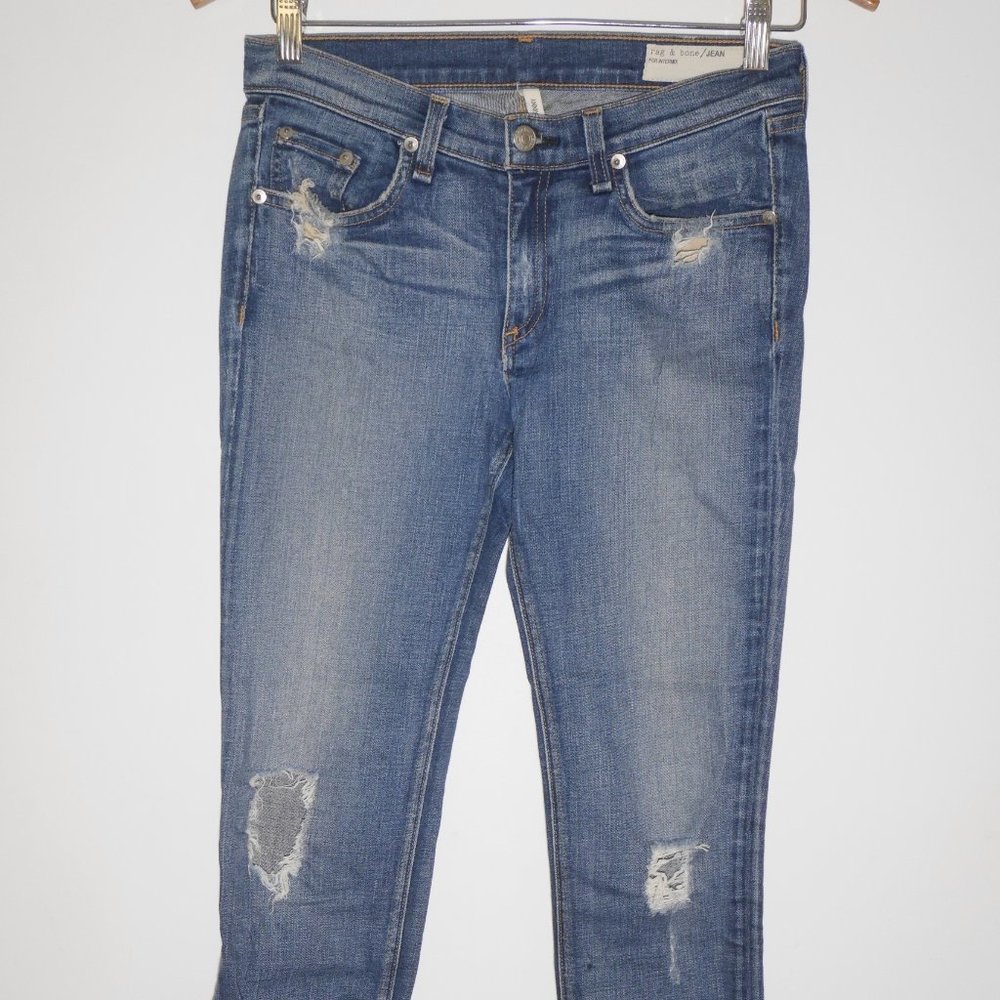 Rag & Bone For Intermix Skinny Leg Jean Destroyed